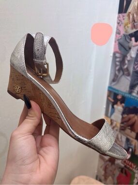 Tory Burch Gold Leather Ankle-Strap Heels